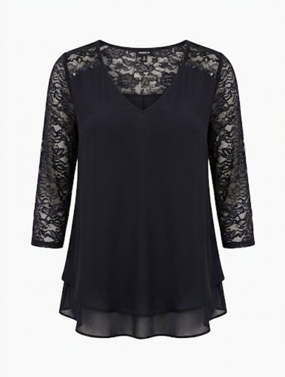Torrid Black Georgette Lace Accent Blouse – Size 0